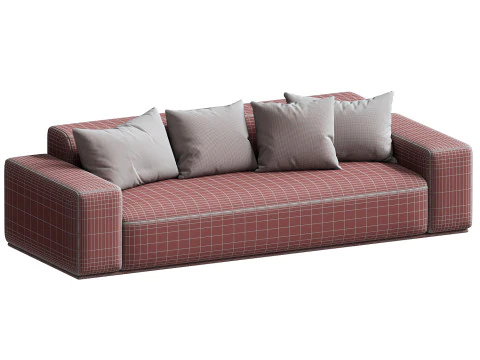 Callie Cream Boucle 3-Seater Sofa 3D Model