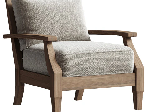 Kursi Berlengan Luar Ruangan Kayu Kairo Model 3D