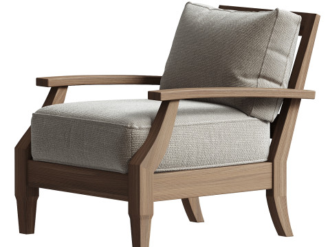 Kairo Wood Outdoor Armchair 3D Model