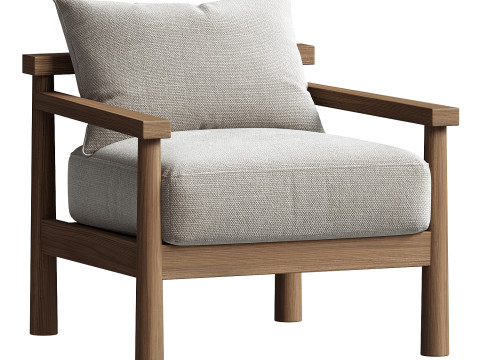 Natalia Outdoor Teak Lounge Chair 3D मॉडल