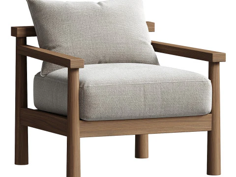 Natalia Outdoor Teak Lounge Chair 3D Model