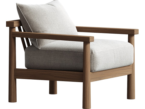 Natalia Outdoor Teak Lounge Chair Modelo 3D
