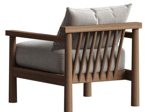 Natalia Outdoor Teak Lounge Chair Modelo 3D