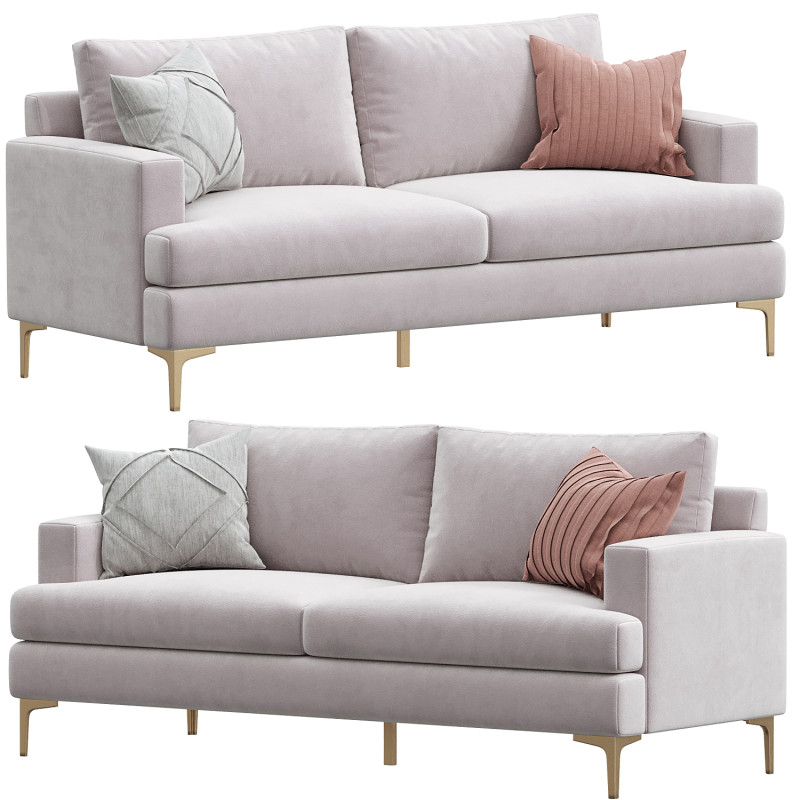 Tribeca Ivory Upholstered Sofa 3D 模型 .c4d .max .obj .3ds .fbx .stl .blend