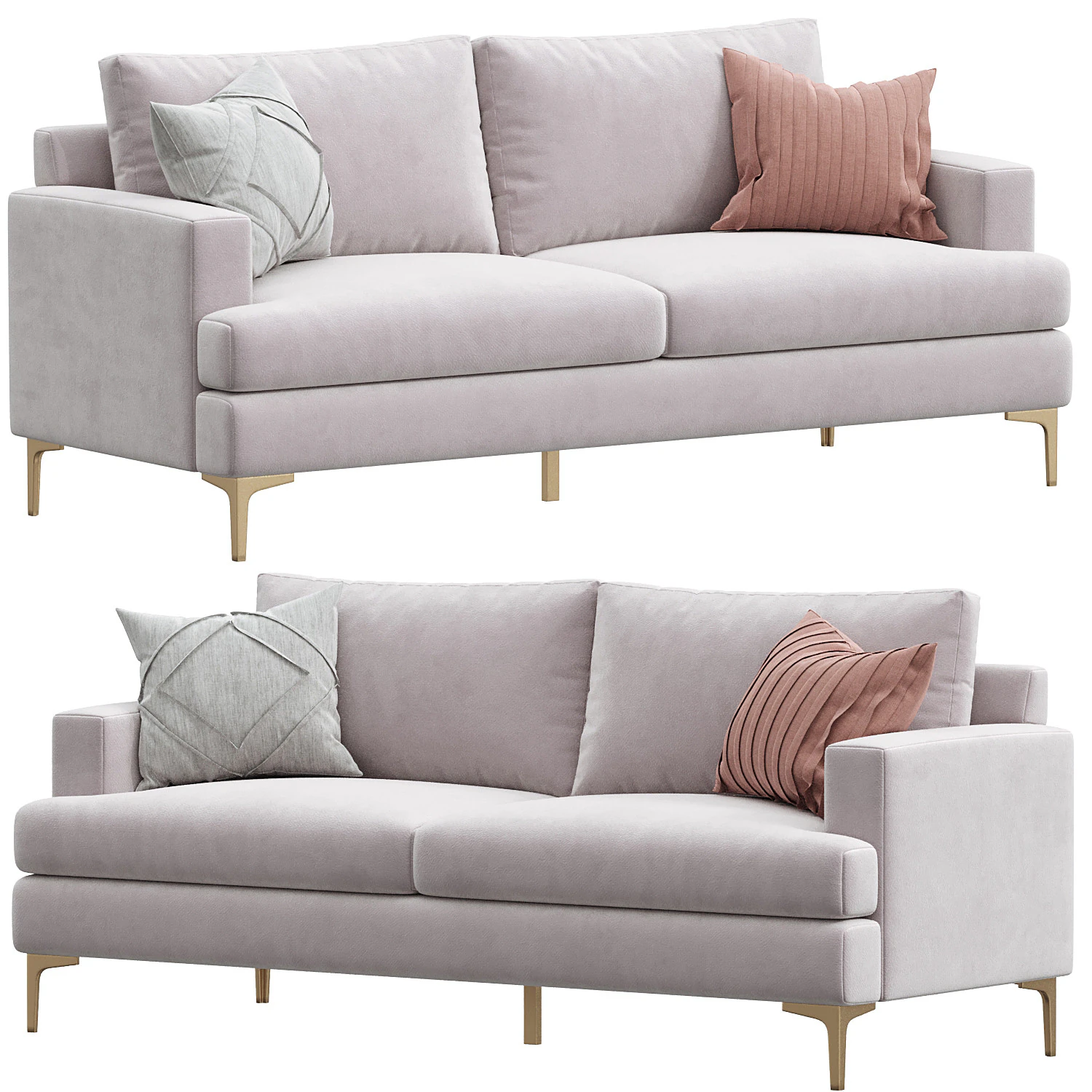 Tribeca Ivory Upholstered Sofa 3D Model .c4d .max .obj .3ds .fbx .stl .blend