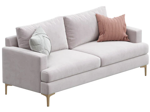 Tribeca Ivory Upholstered Sofa 3D Model