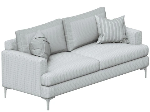 Tribeca Ivory Upholstered Sofa 3D Model