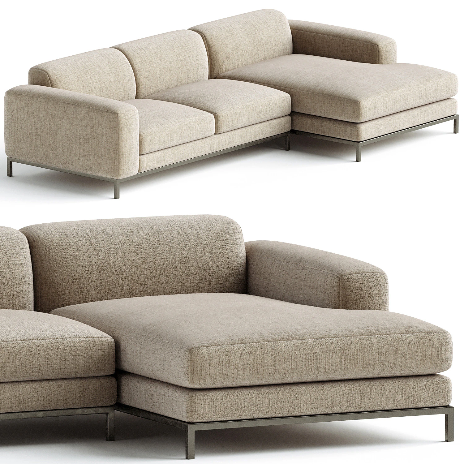 Benedict 2Piece Sectional Corner Sofa 3D Model .c4d .max .obj .3ds .fbx .stl .blend