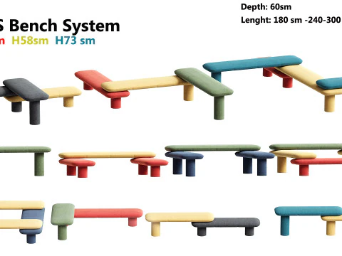 System ławek LEVELS Model 3D