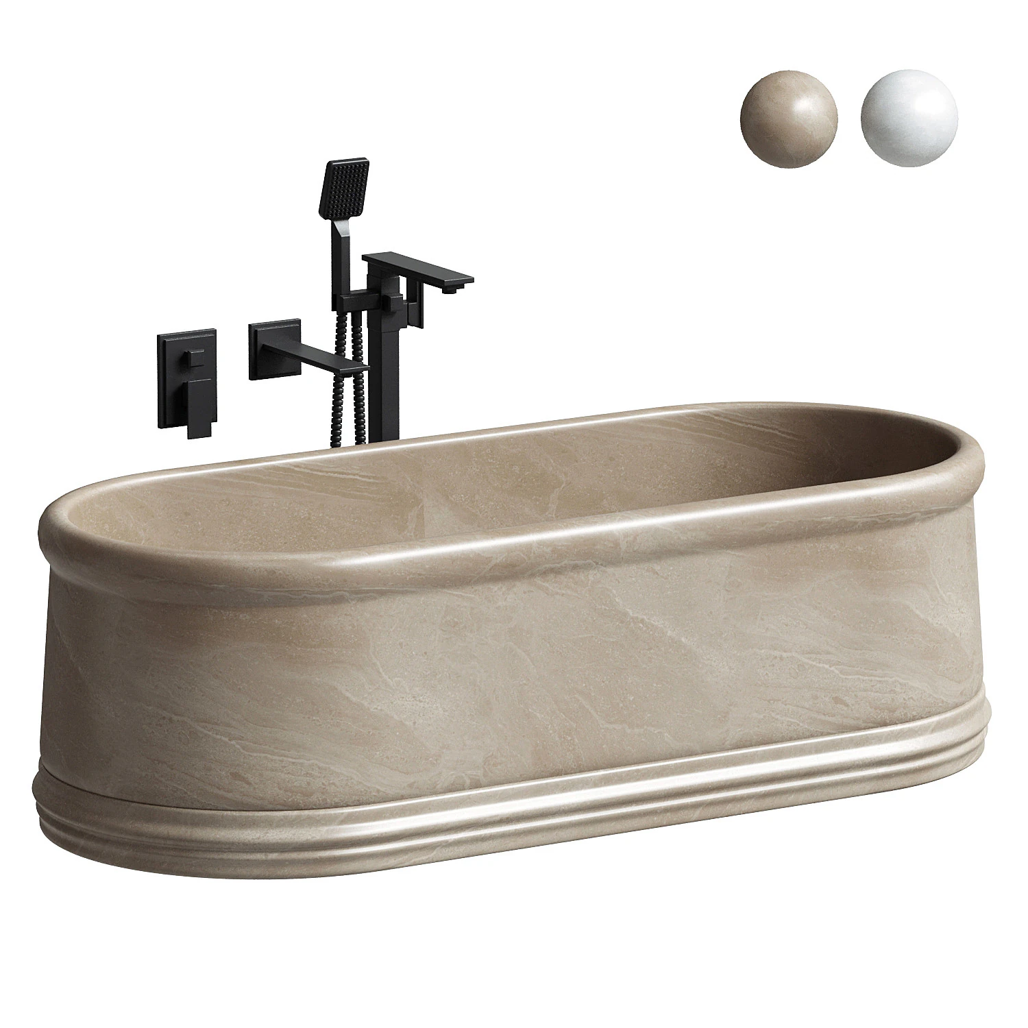 Grandeur Pietra Grey Marble Freestanding Bath 1780mm 3D Model .c4d .max .obj .3ds .fbx .stl .blend 