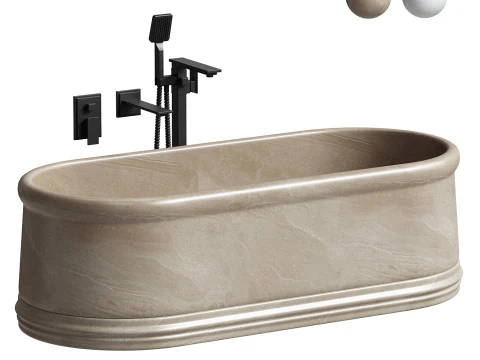 Grandeur Pietra Ba&ntilde;era independiente de m&aacute;rmol gris 1780 mm Modelo 3D