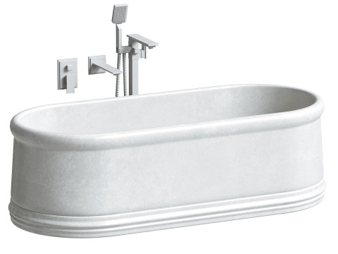 Grandeur Pietra Grey Marble Freestanding Bath 1780mm 3D मॉडल