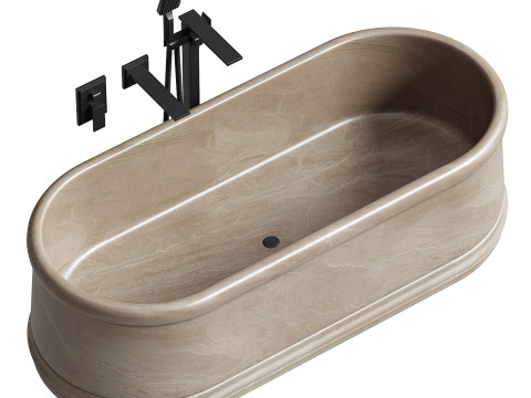 Grandeur Pietra Grey Marble Freestanding Bath 1780mm 3D मॉडल