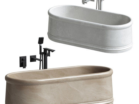 Grandeur Pietra Grey Marble Freestanding Bath 1780mm 3D मॉडल