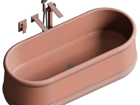 Grandeur Pietra Grey Marble Freestanding Bath 1780mm 3D मॉडल