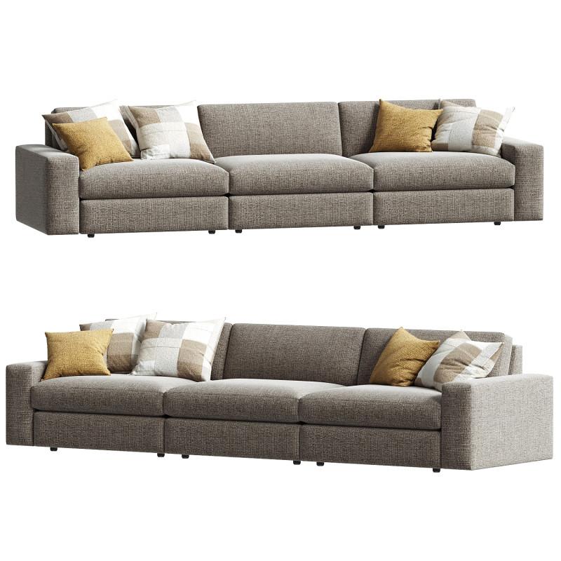 Kipton Wide Arm Three Piece Modular Sofa Modello 3D .c4d .max .obj .3ds .fbx .stl .blend