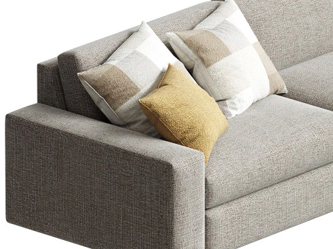 Kipton Wide Arm Three Piece Modular Sofa 3D Model