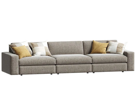 Kipton Wide Arm Three Piece Modular Sofa 3D Model