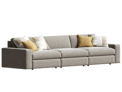 Kipton Wide Arm Three Piece Modular Sofa Modello 3D