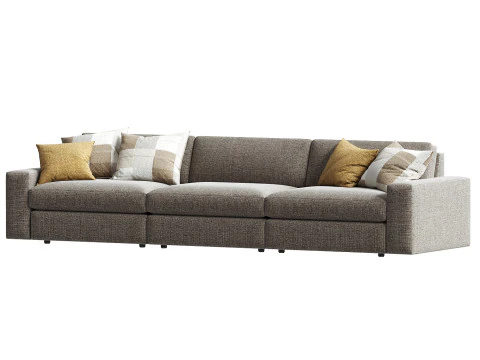 Kipton Wide Arm Three Piece Modular Sofa 3D Model