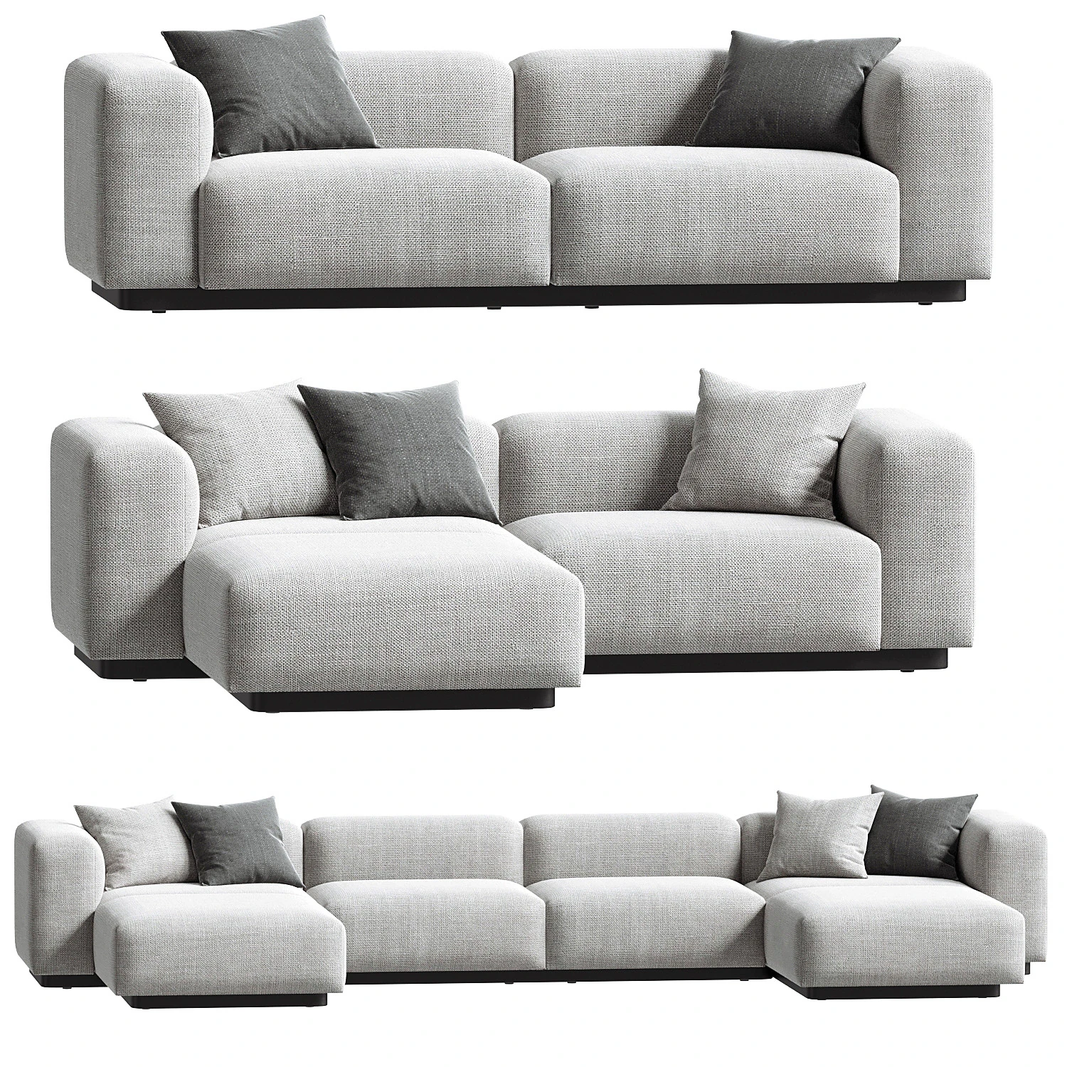 Soft Modular Sofa set 3D Model .c4d .max .obj .3ds .fbx .stl .blend 