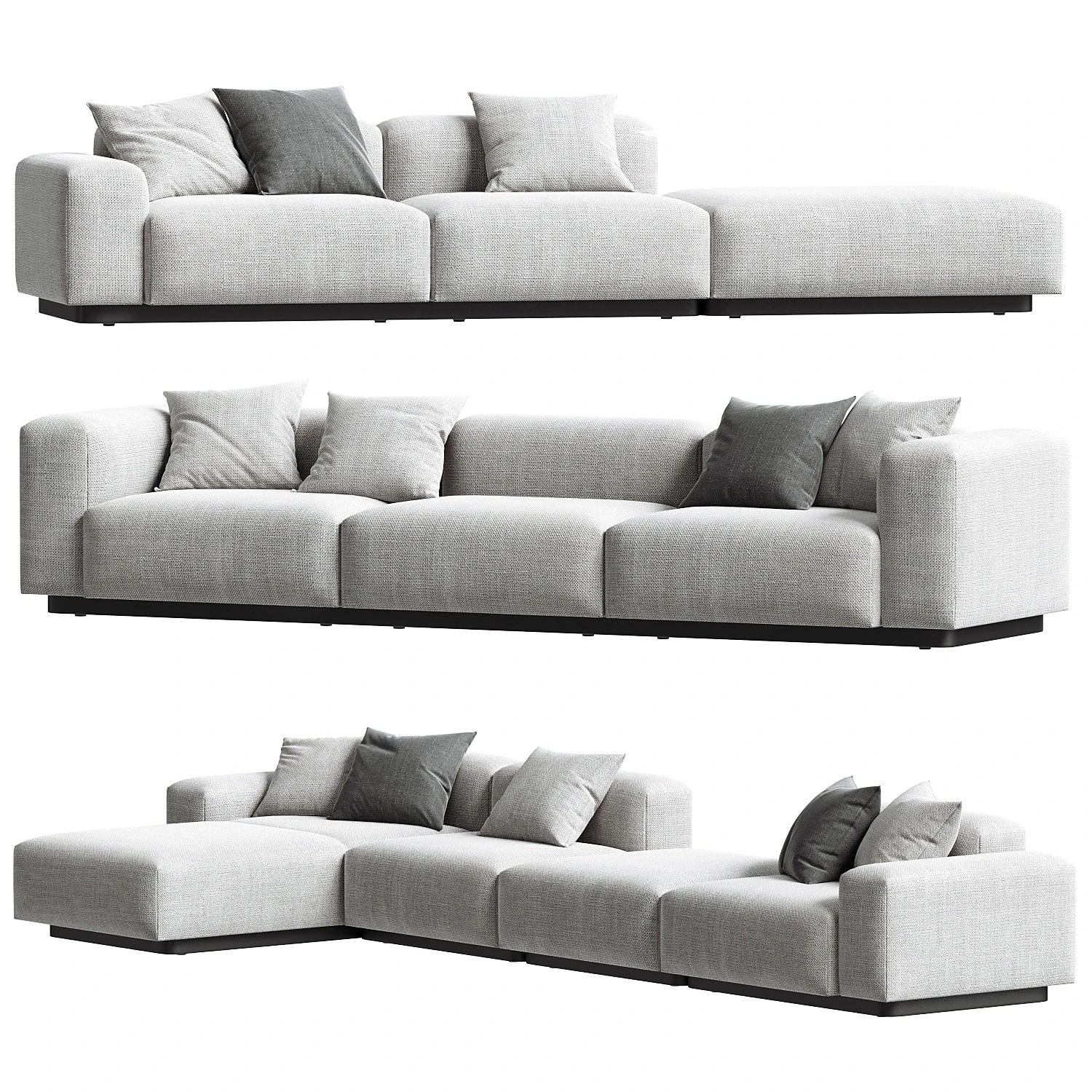 Soft Modular Sofa set 3D Model .c4d .max .obj .3ds .fbx .stl .blend 