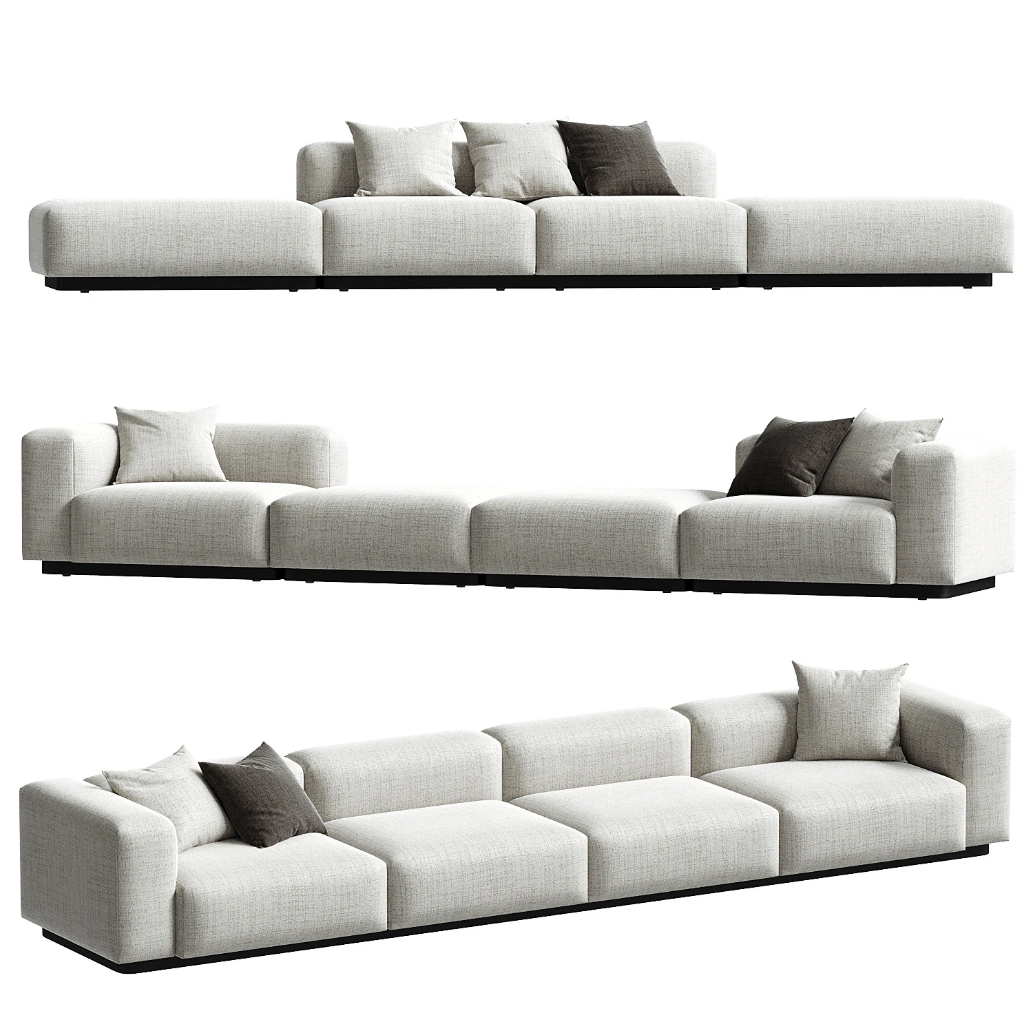 Soft Modular Sofa Linear set 3D Model .c4d .max .obj .3ds .fbx .stl .blend 