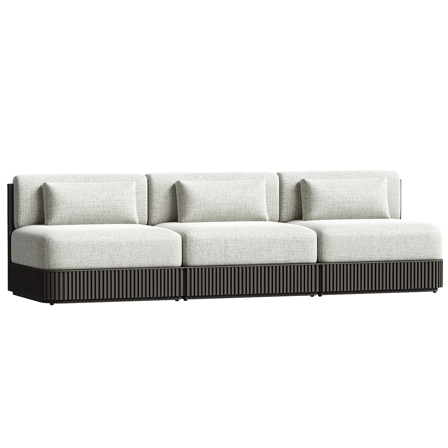 Beaumont Outdoor Teak Three Piece Modular Sofa 3D Model .c4d .max .obj .3ds .fbx .stl .blend 