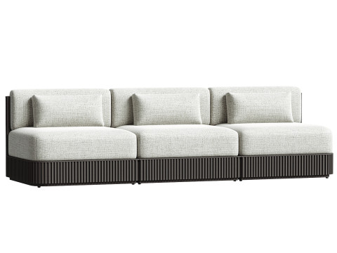 Модульный диван Beaumont из тикового дерева для улицы, трехсекционный 3D Модель