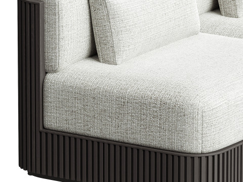 Beaumont Outdoor Teak Three Piece Modular Sofa 3D Model