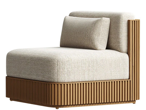 Beaumont Outdoor Teak Lounge Chair 3D Model