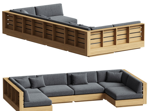 Bal Harbour Outdoor Jati Enam dan Bagian Sudut Model 3D