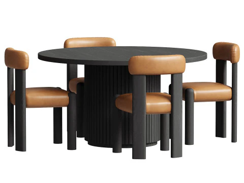 Set Kursi Colton dan Meja Makan Harlow Model 3D