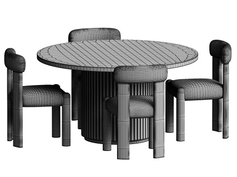 コルトンチェアとハーロウダイニングテーブルセット 3Dモデル