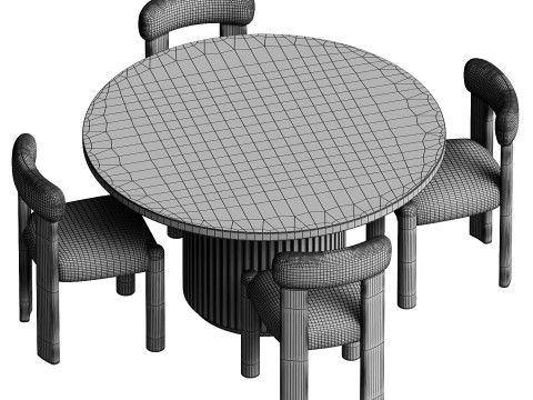 コルトンチェアとハーロウダイニングテーブルセット 3Dモデル