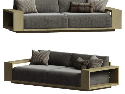 Mallorca Wood Outdoor Sofa 3D Model