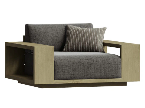 Mallorca Wood Outdoor Lounge Chair 3D Model