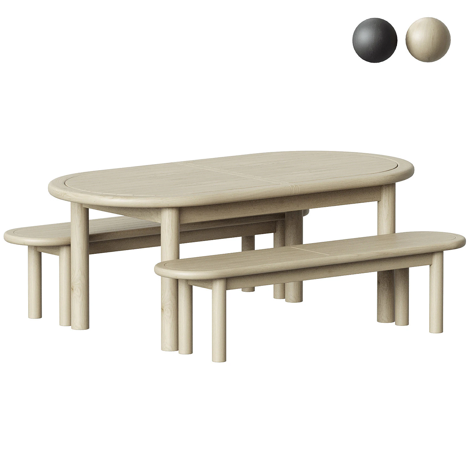 Corfu Outdoor Extendable Dining Set 3D Model .c4d .max .obj .3ds .fbx .stl .blend