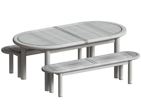 Corfu Outdoor Extendable Dining Set 3D Model