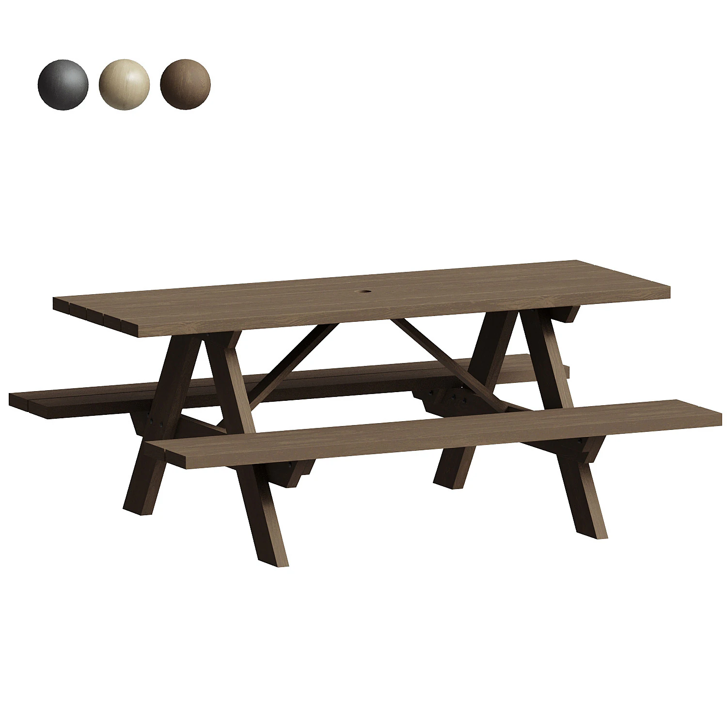 Traditional Picnic Table 3D Model .c4d .max .obj .3ds .fbx .stl .blend 