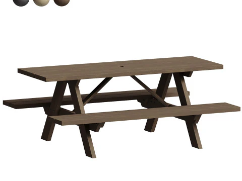 Traditionele picknicktafel 3D Model