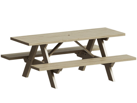 传统野餐桌 3D 模型