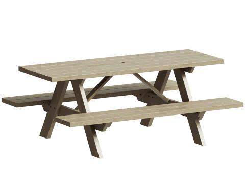 Traditional Picnic Table 3D Model
