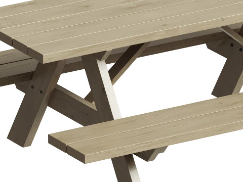 Traditional Picnic Table 3D Model