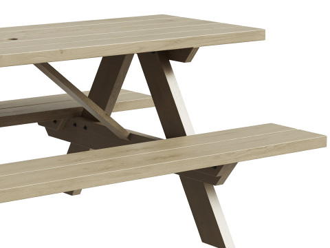 传统野餐桌 3D 模型