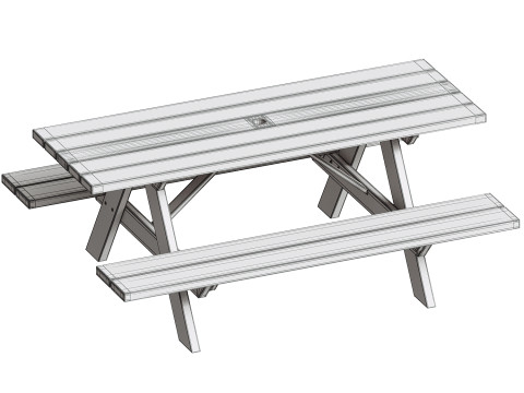 传统野餐桌 3D 模型