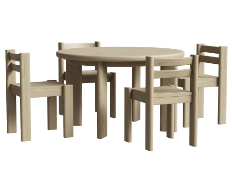 Hearth Round Extendable Dining Table set 3D Model