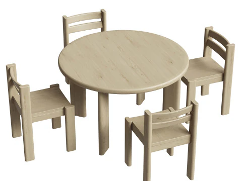 Hearth Round Extendable Dining Table set 3D Model