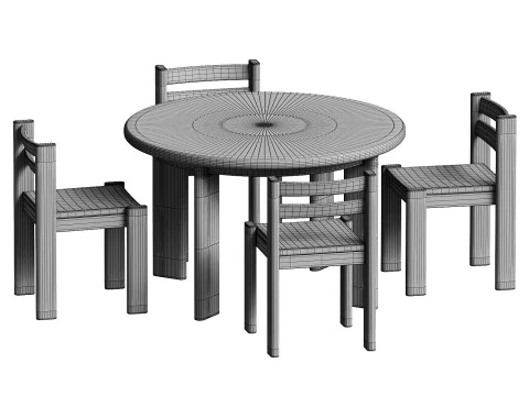 Hearth Round Extendable Dining Table set 3D Model