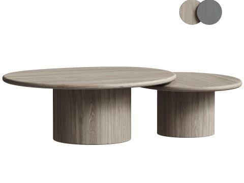 Tavolini da caffè Stuart in candeggina belga invecchiato Modello 3D